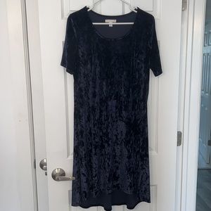 Dress Barn - Crushed Velvet Swing Dress - Navy